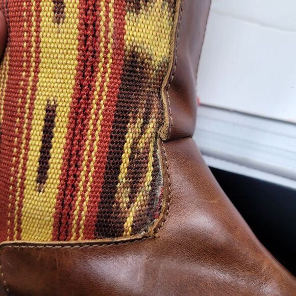 Reef Santa Marta Leather Tapestry Tall Boots 7 Brown Multicolor Western Festival - Picture 10 of 13